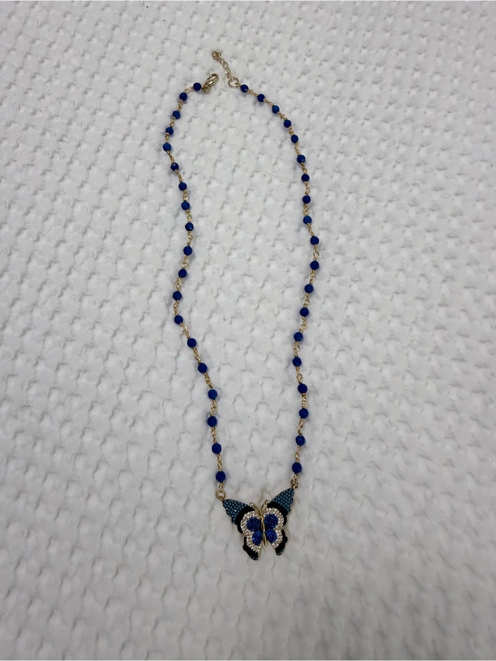 Butterfly Pendant Necklace with Blue Stones